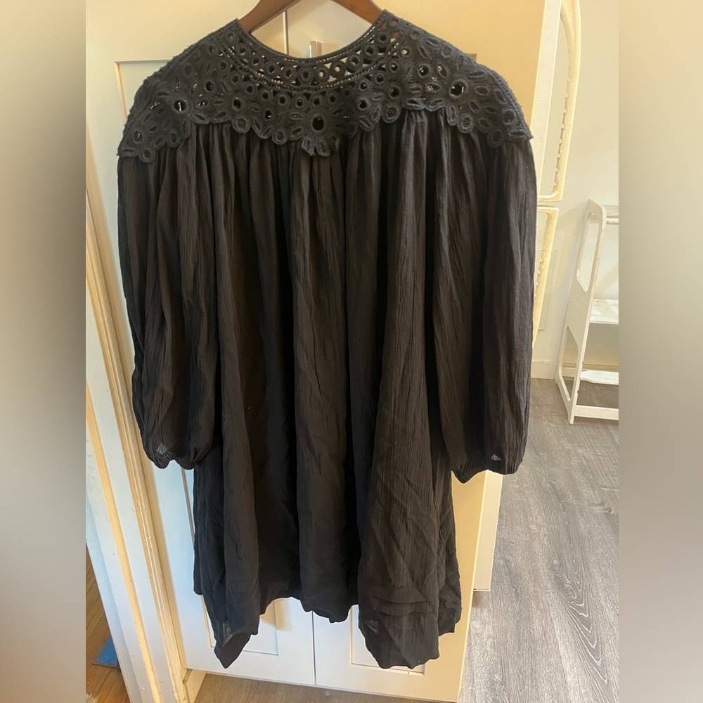 Isabel Marant Etoike Black Eyelet Dress gown frock 38